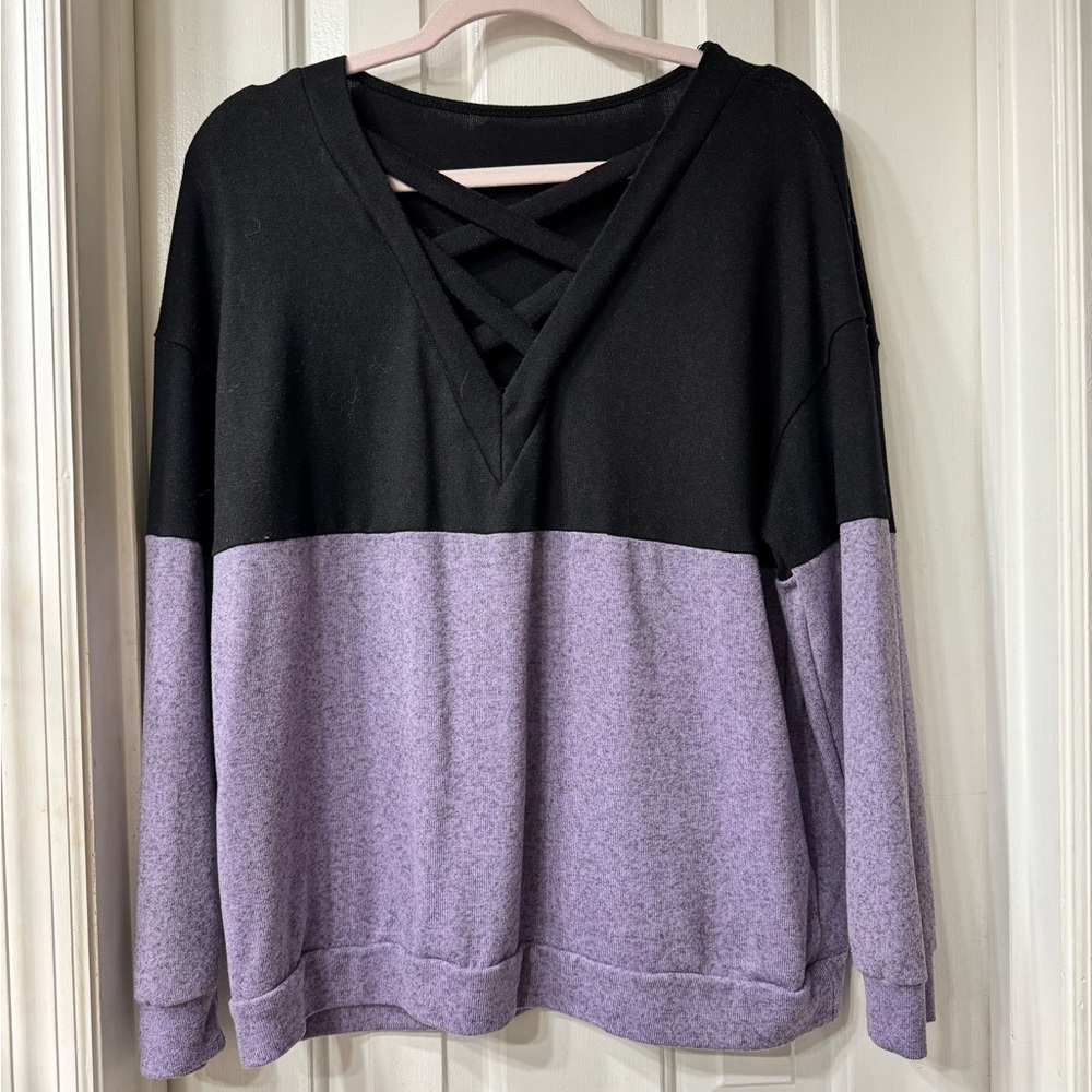 SHEIN Purple and Black Knit Top